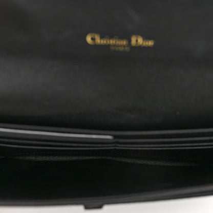 Christian Dior Grained Calfskin Saddle Chain Wallet Pouch Black 6 of 9