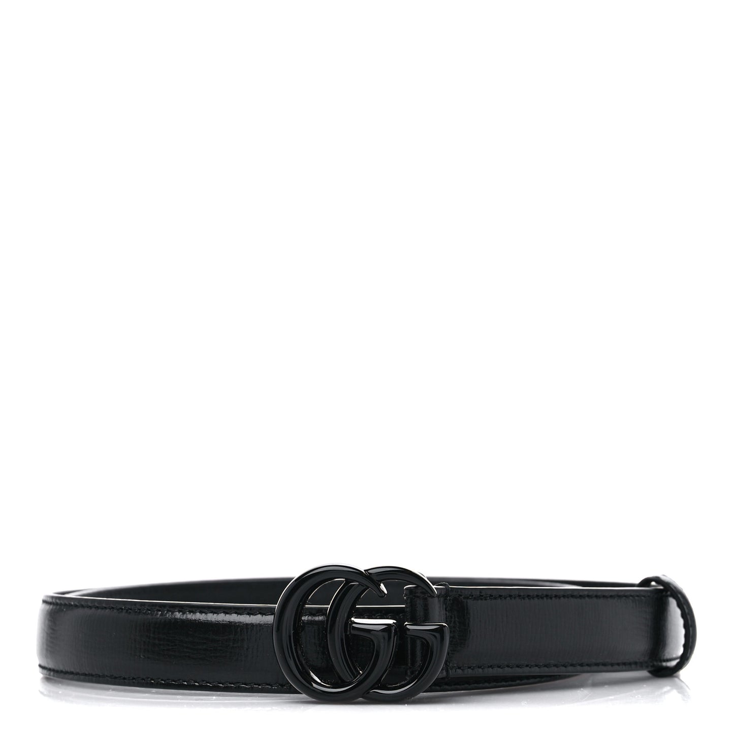 Azalea Calfskin Enamel Monochrome Double G 20mm Belt 75 30 Black