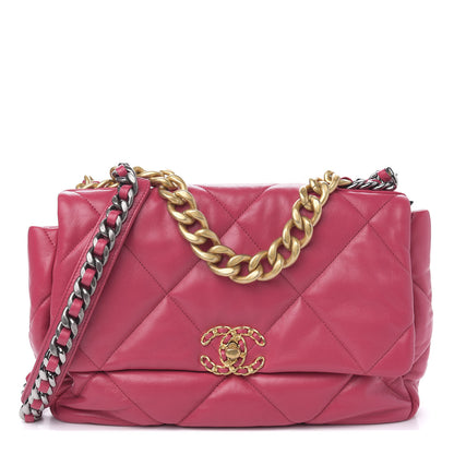 Chanel Lambskin Quilted Medium 19 Flap Dark Pink 1 of 9