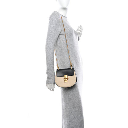 Chloe Grained Calfskin Lambskin Mini Bi-Color Drew Shoulder Bag Ivory Black 2 of 10