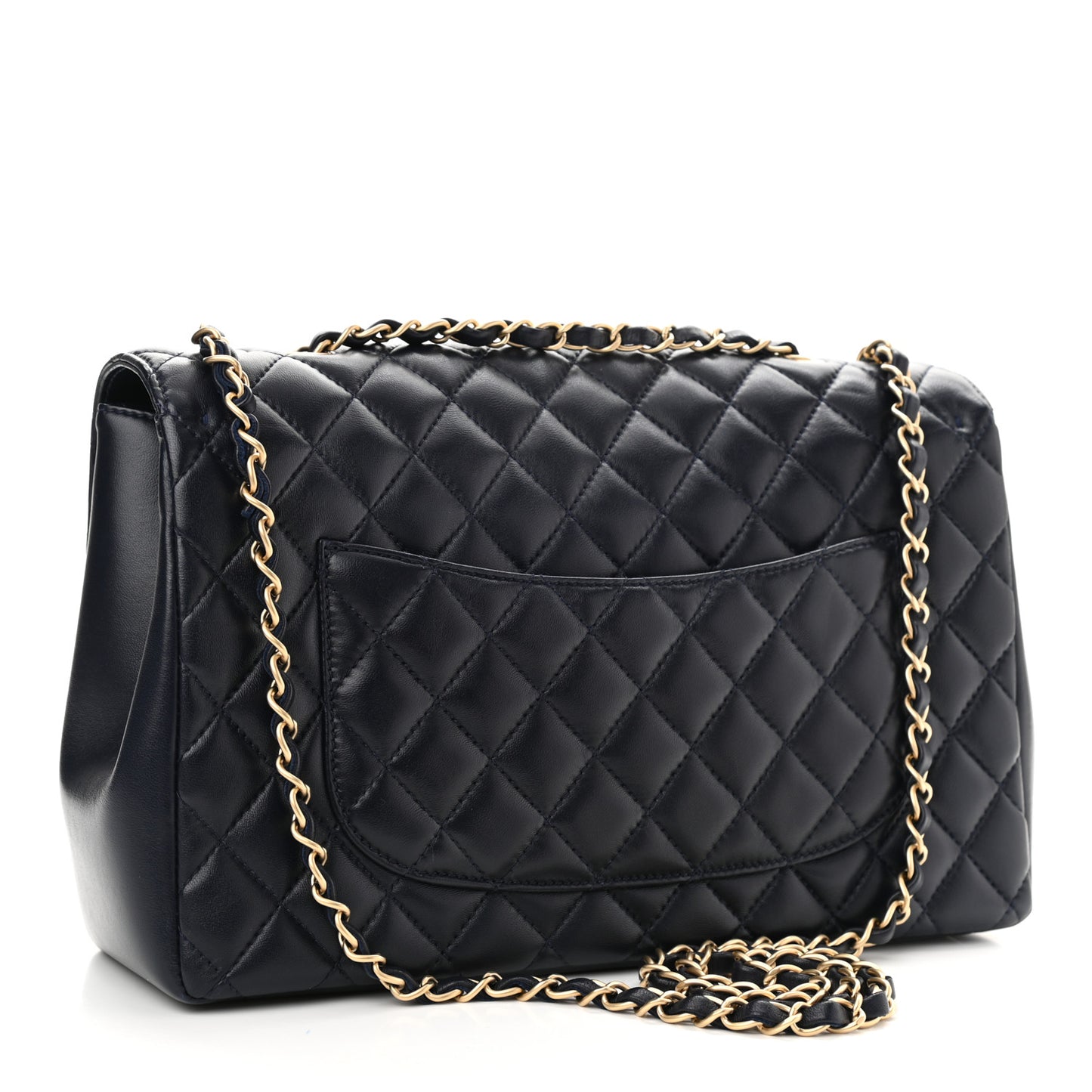 Lambskin Quilted Jumbo Mademoiselle Chic Flap Navy