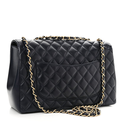 Chanel Lambskin Quilted Jumbo Mademoiselle Chic Flap Navy 3 of 11