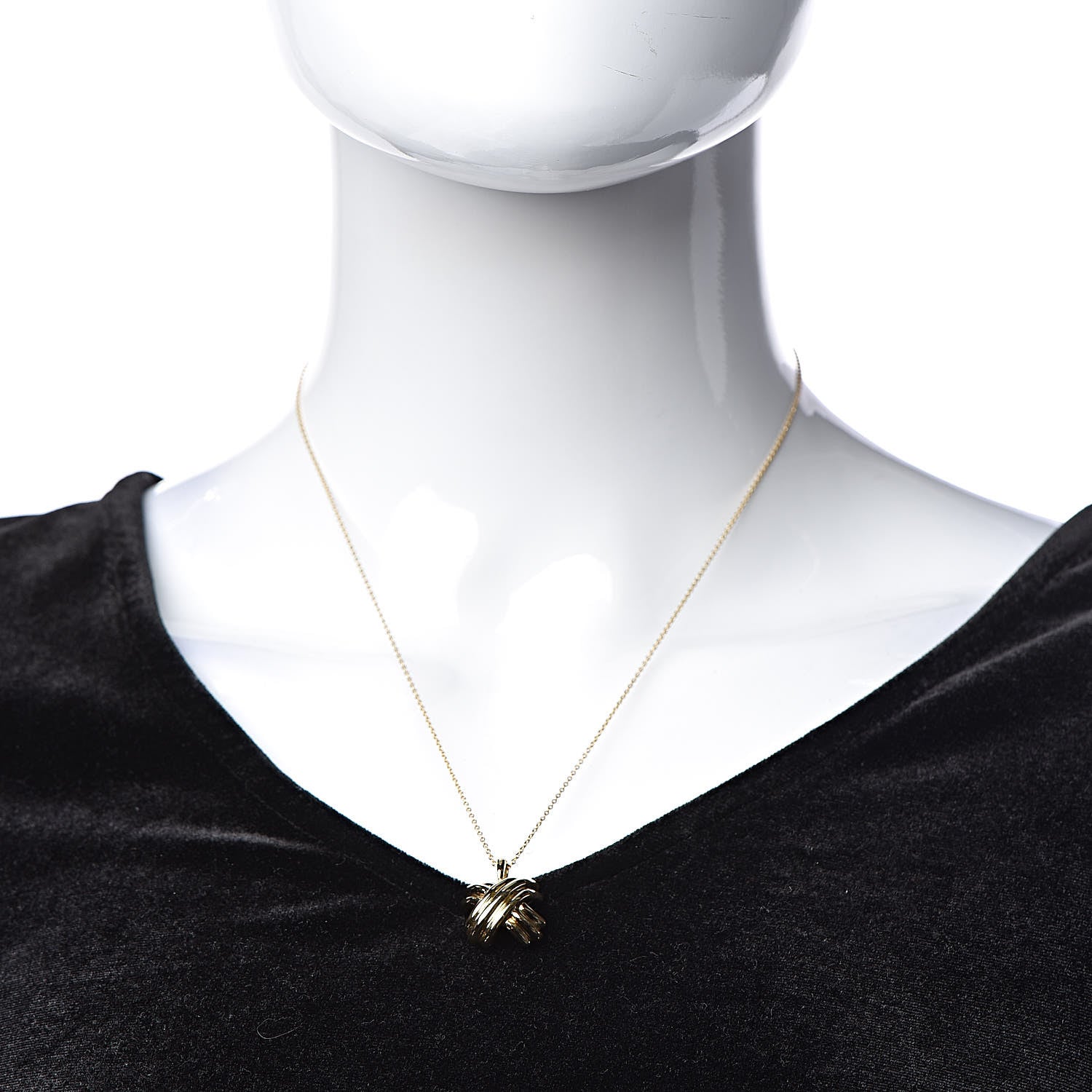 Tiffany 18K Yellow Gold Large Signature X Pendant Necklace 2 of 7