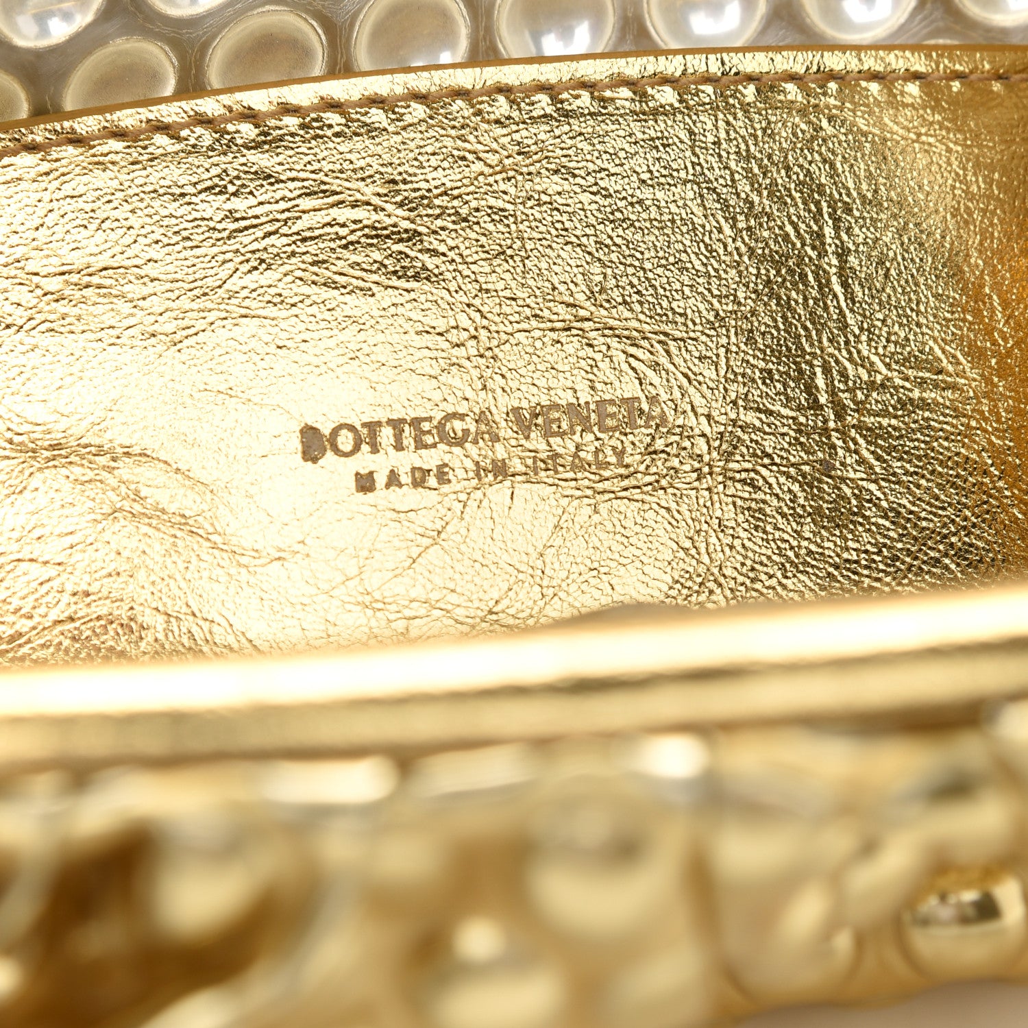 Bottega Veneta Metallic Fabric Bubble Wrap The Mini Pouch Gold 6 of 8