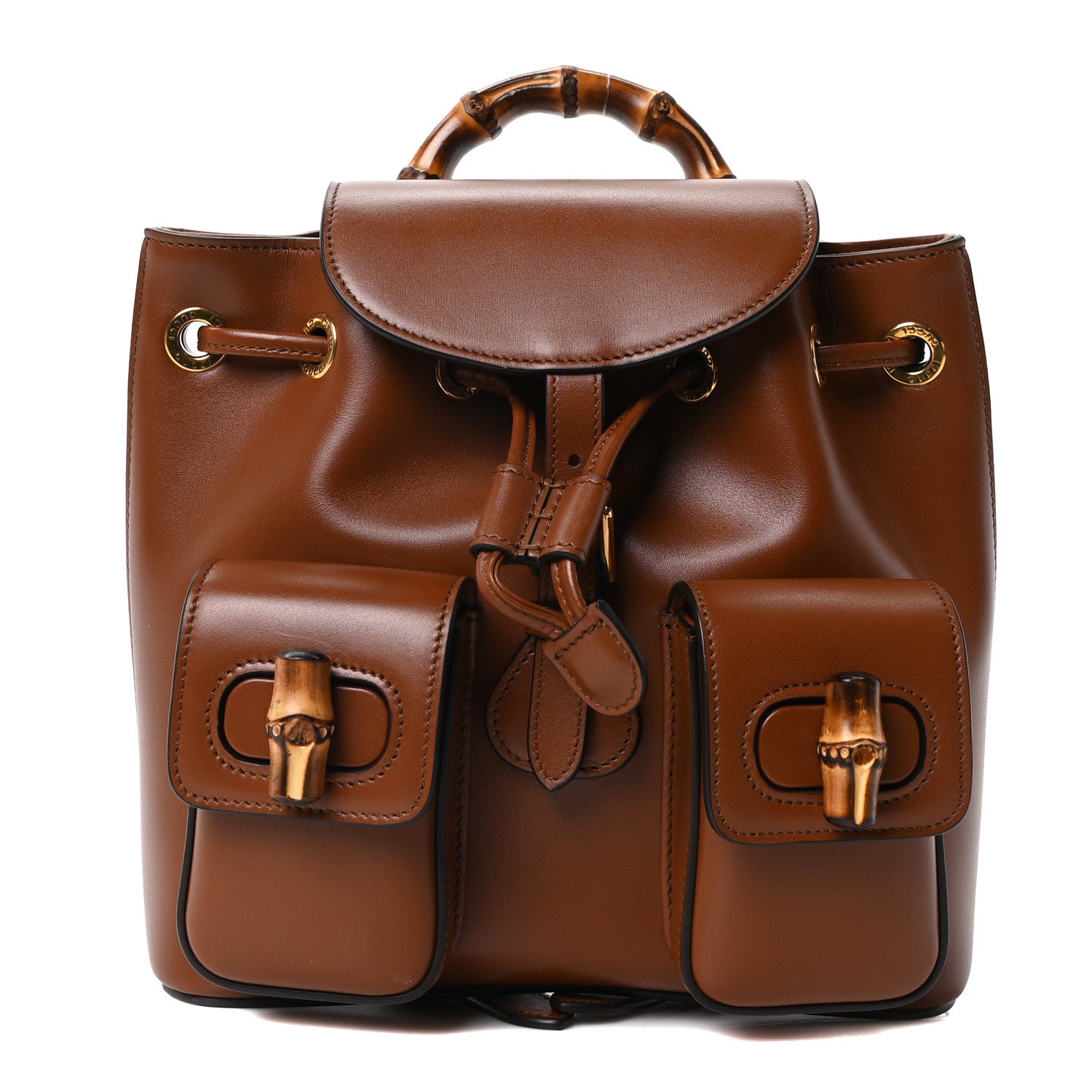 Gucci Calfskin Bamboo Backpack Brown 1 of 10