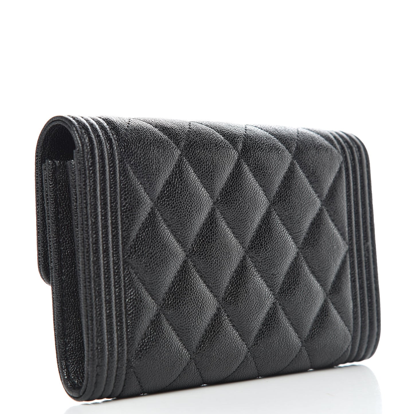 Caviar Quilted Medium Boy Flap Wallet Black