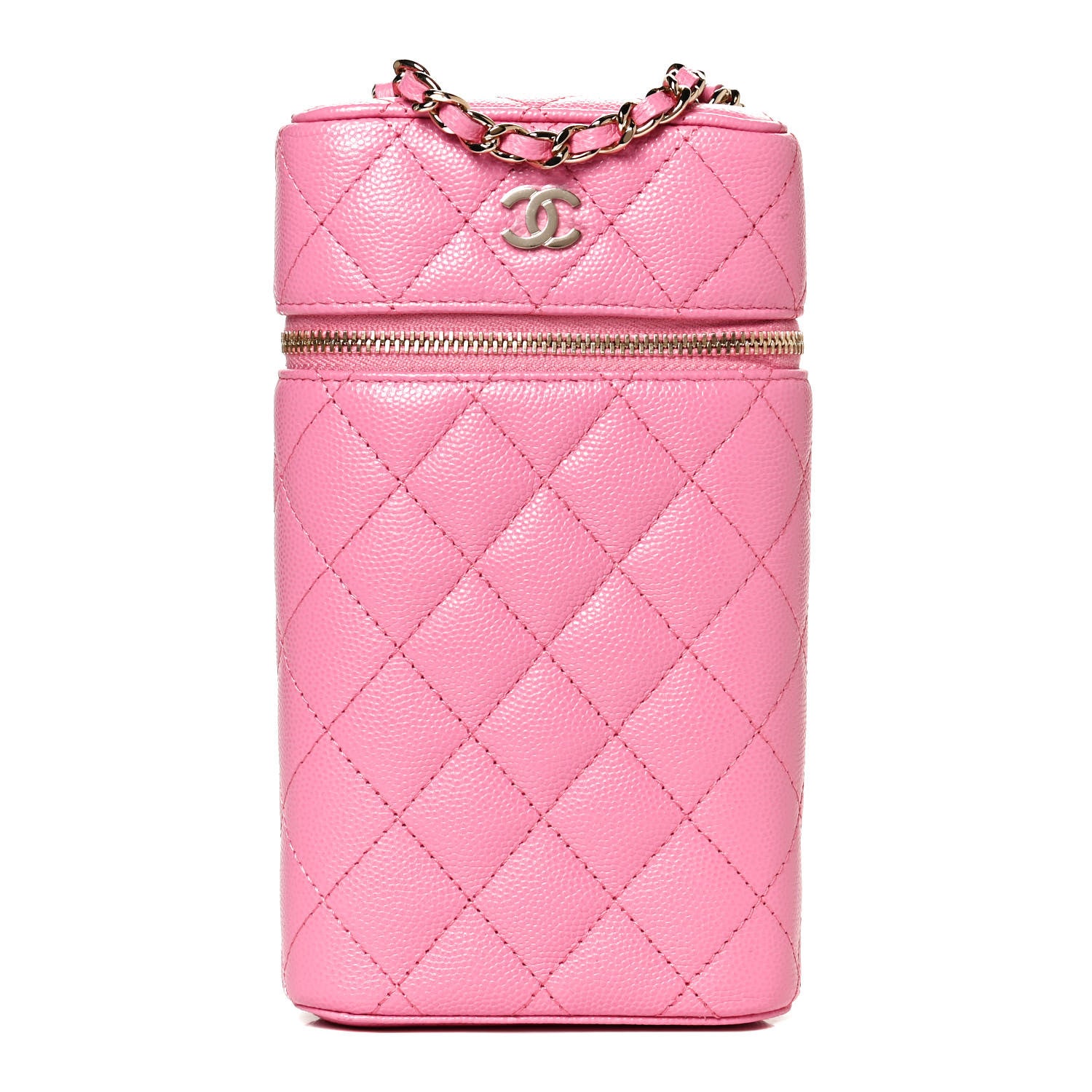 Chanel Caviar Quilted Phone Holder With Chain Pink 1 of 11