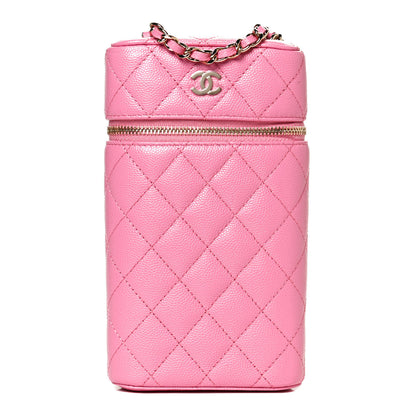Chanel Caviar Quilted Phone Holder With Chain Pink 1 of 11