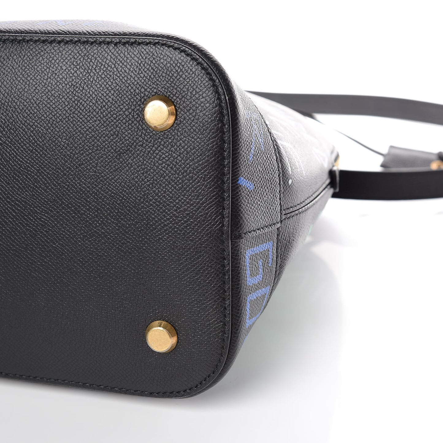 Signature Grained Calfskin Graffiti M Ville Top Handle Bag Black Multicolor