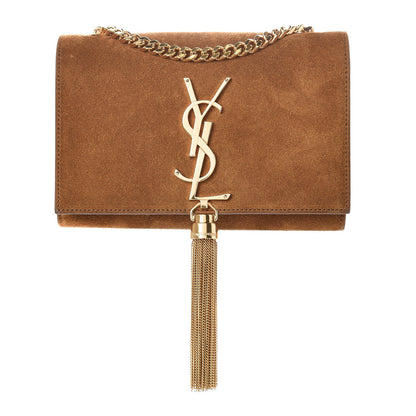 Saint Laurent Suede Small Classic Monogram Kate Tassel Satchel Light Ochre 1 of 7