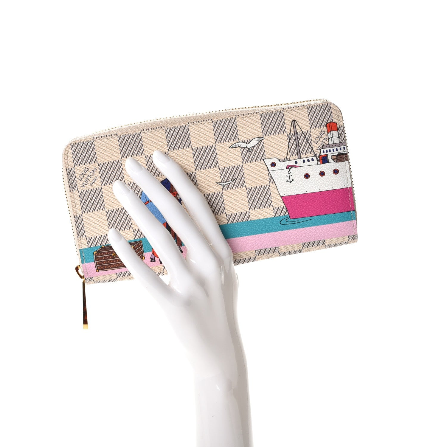 Louis Vuitton Damier Azur 2016 Christmas Animation Zippy Wallet Rose Ballerine 2 of 7