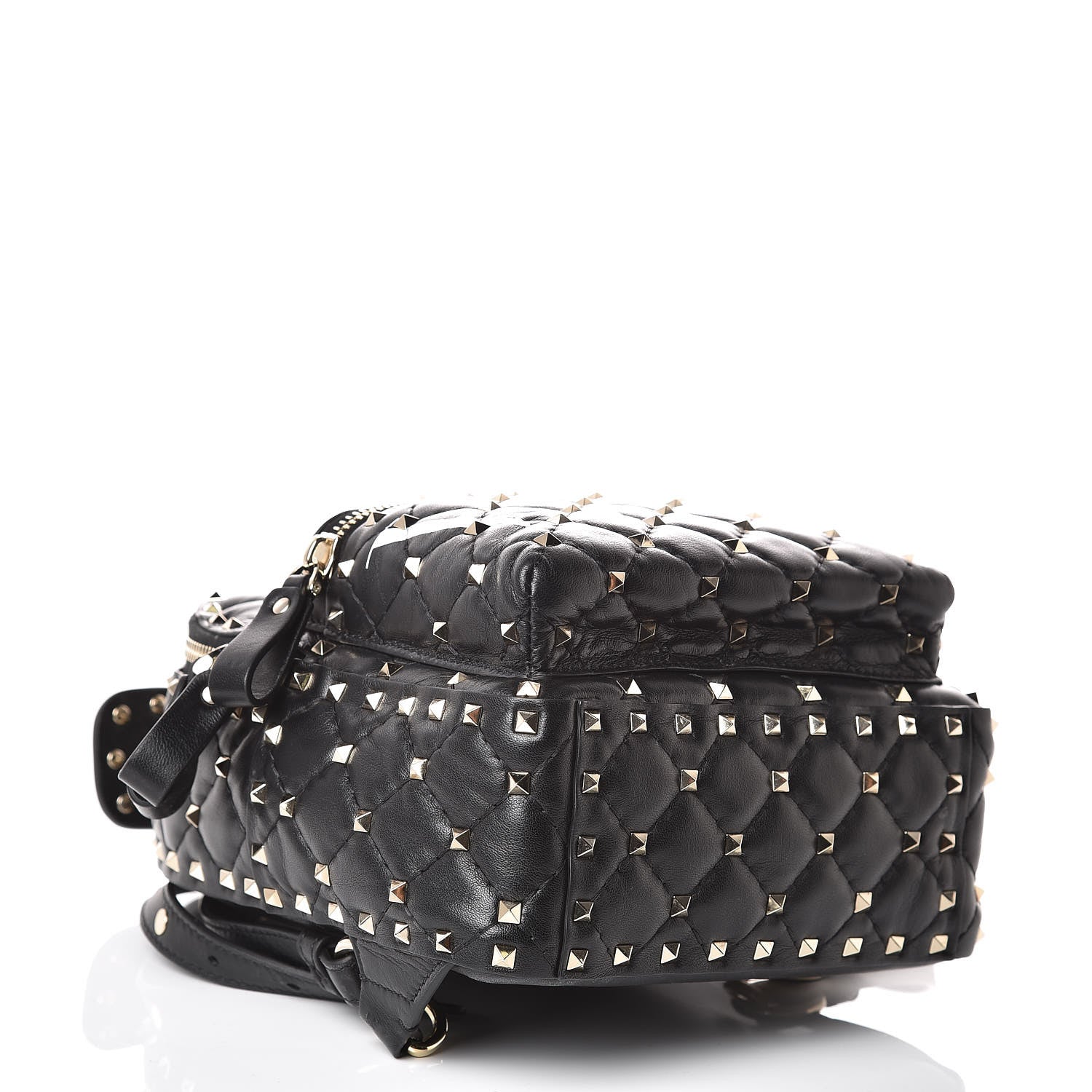 Valentino Garavani Lambskin VLTN Print Quilted Mini Rockstud Spike Backpack Black 4 of 8