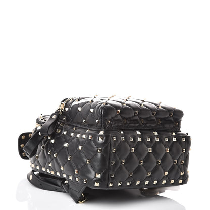 Valentino Garavani Lambskin VLTN Print Quilted Mini Rockstud Spike Backpack Black 4 of 8