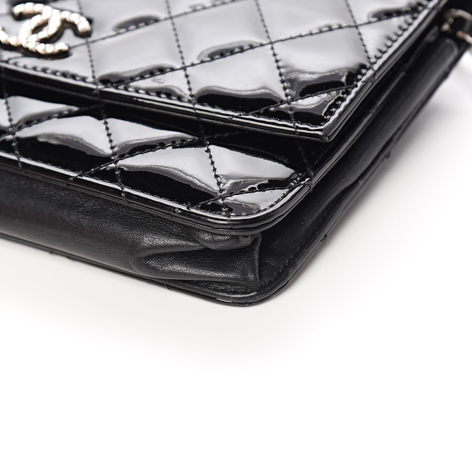 Chanel Patent Quilted Brilliant Wallet On Chain WOC Black 12 of 13