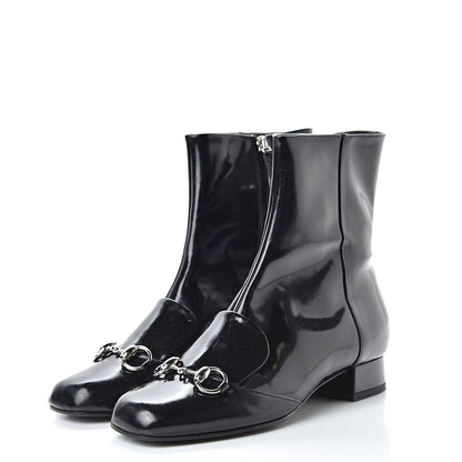 Gucci Patent Calfskin Womens Lilian Horsebit Ankle Boots 37 Black 3 of 11
