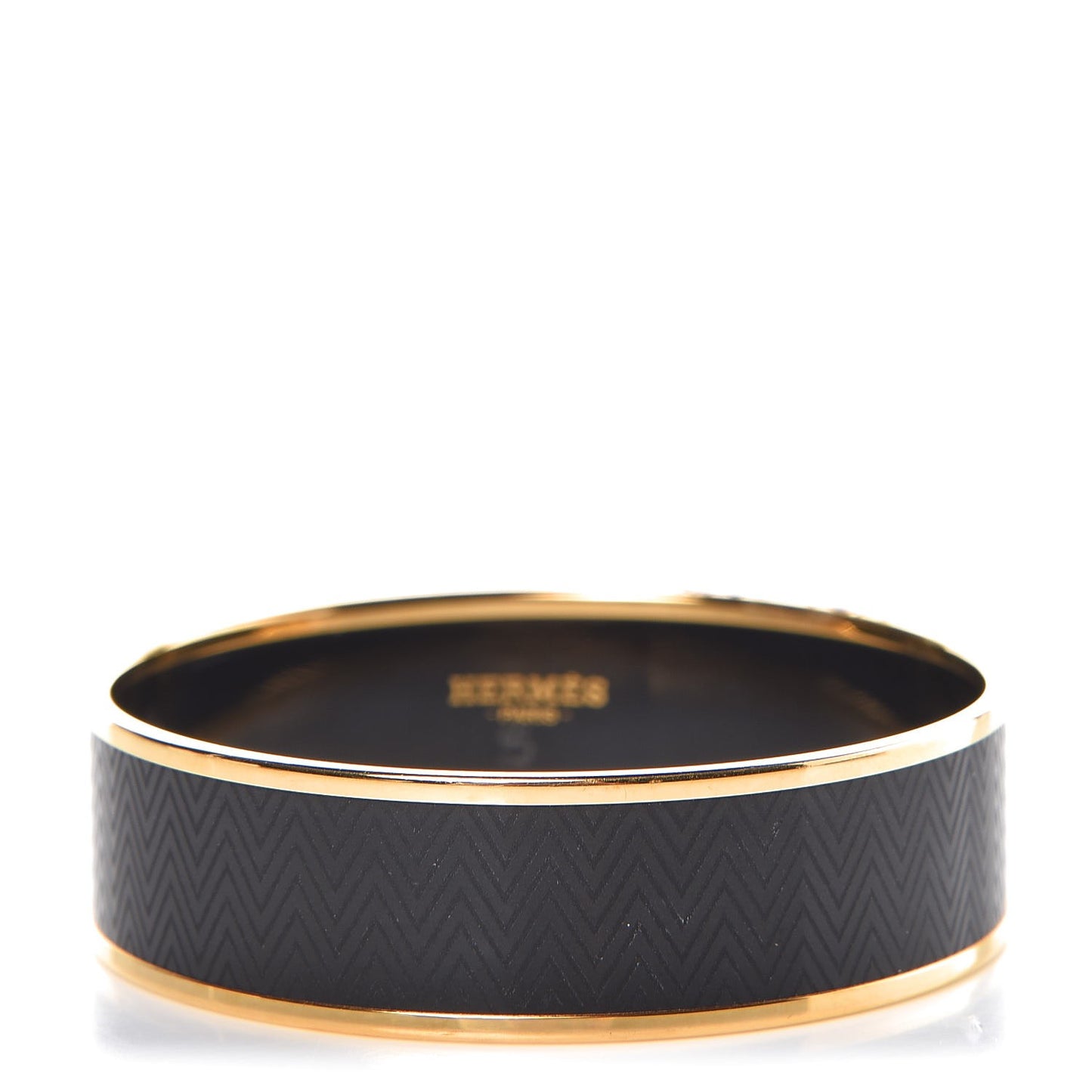 Enamel Printed Chevron Wide Bracelet 65 Black