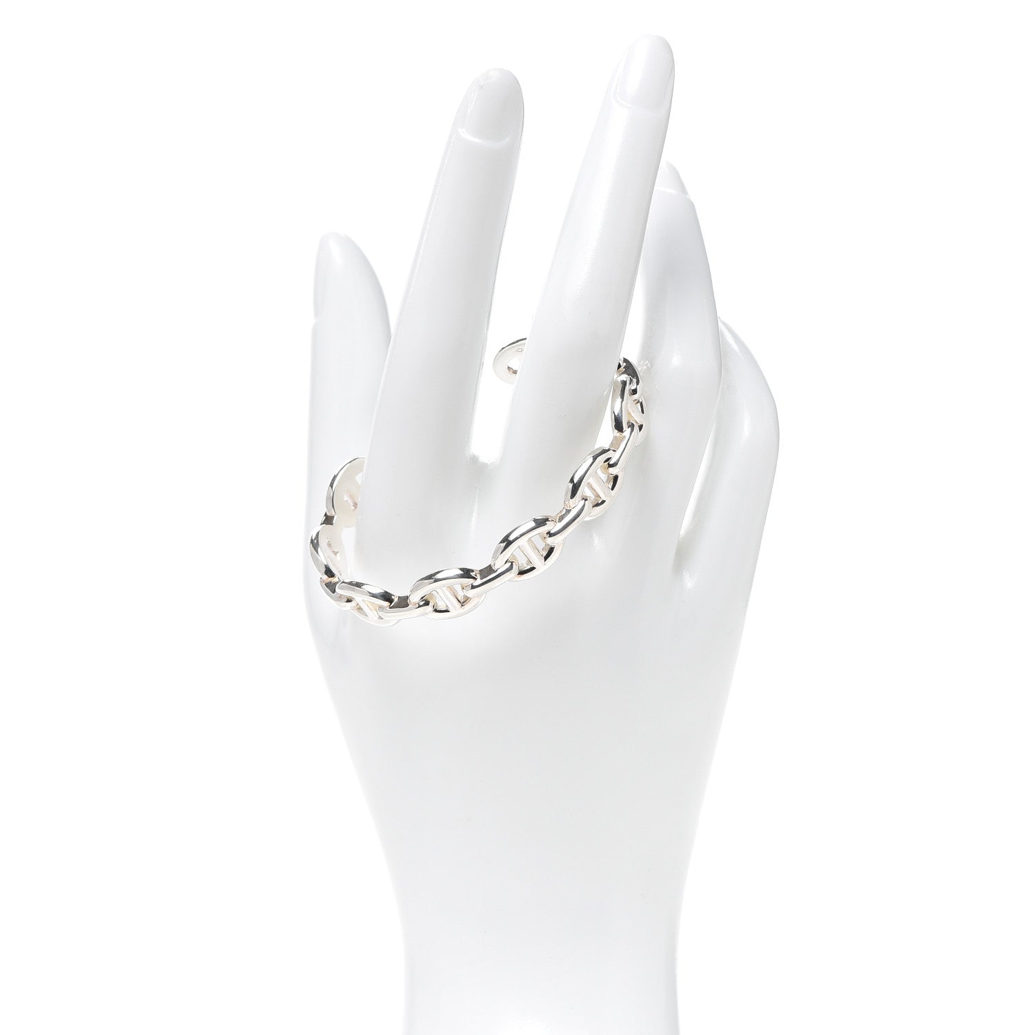 Hermes Sterling Silver MM Chaine d'Ancre Enchainee Cuff Bracelet SH 2 of 8