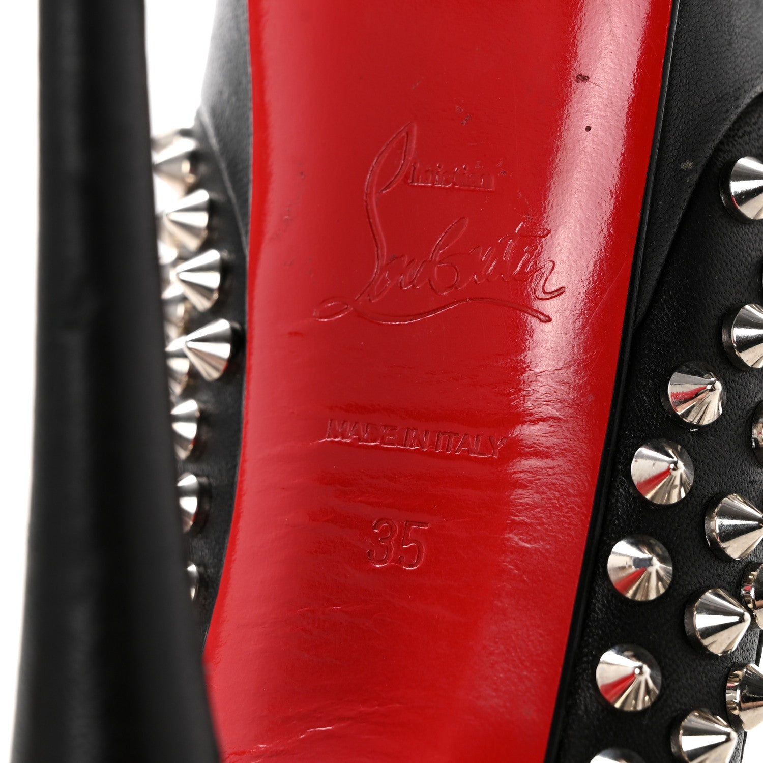 Christian Louboutin Nappa Lady Peep Spikes 150 Pumps 35 Black Silver 7 of 11