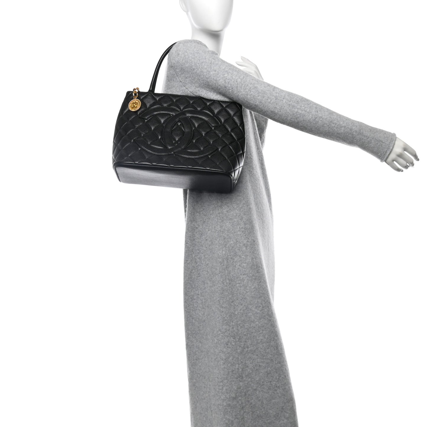 Caviar Quilted Medallion Tote Black