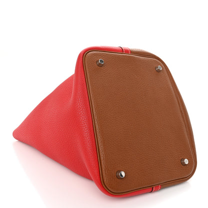 Hermes Taurillon Clemence Casaque Picotin Lock 22 MM Gold Rouge De Coeur 4 of 10