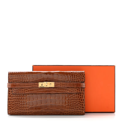 Hermes Shiny Alligator Kelly Longue Wallet Miel 11 of 11