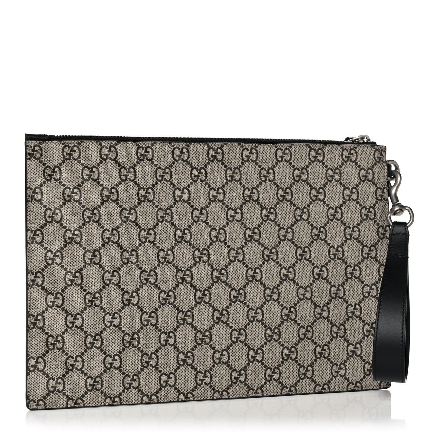 GG Supreme Monogram Kingsnake Zip Wristlet Pouch Beige Black