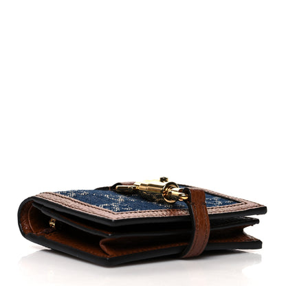 Gucci New Denim GG Monogram Jackie 1961 Card Case Blue Tea Cuir 4 of 8