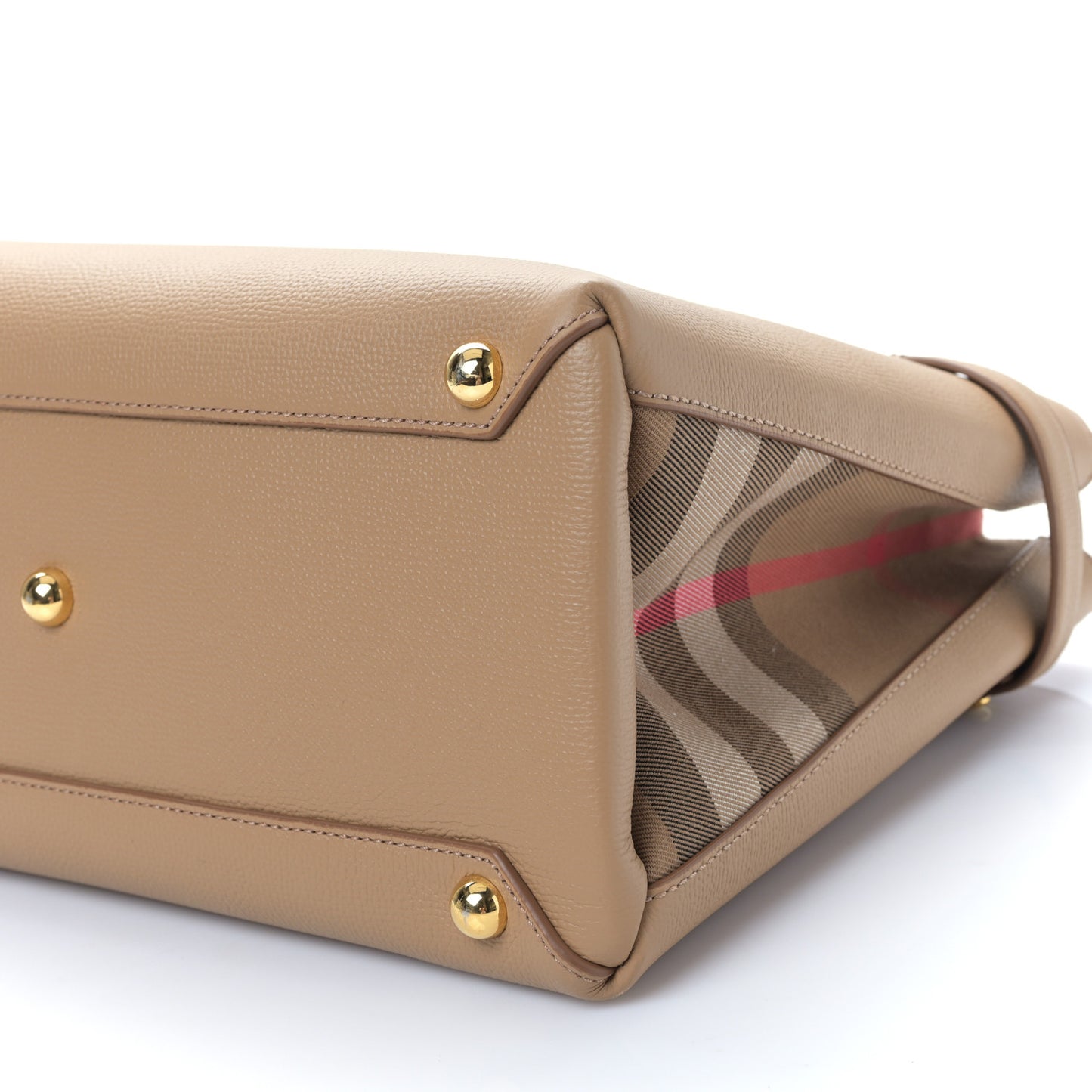 Grainy Calfskin House Check Small Banner Tote Tan
