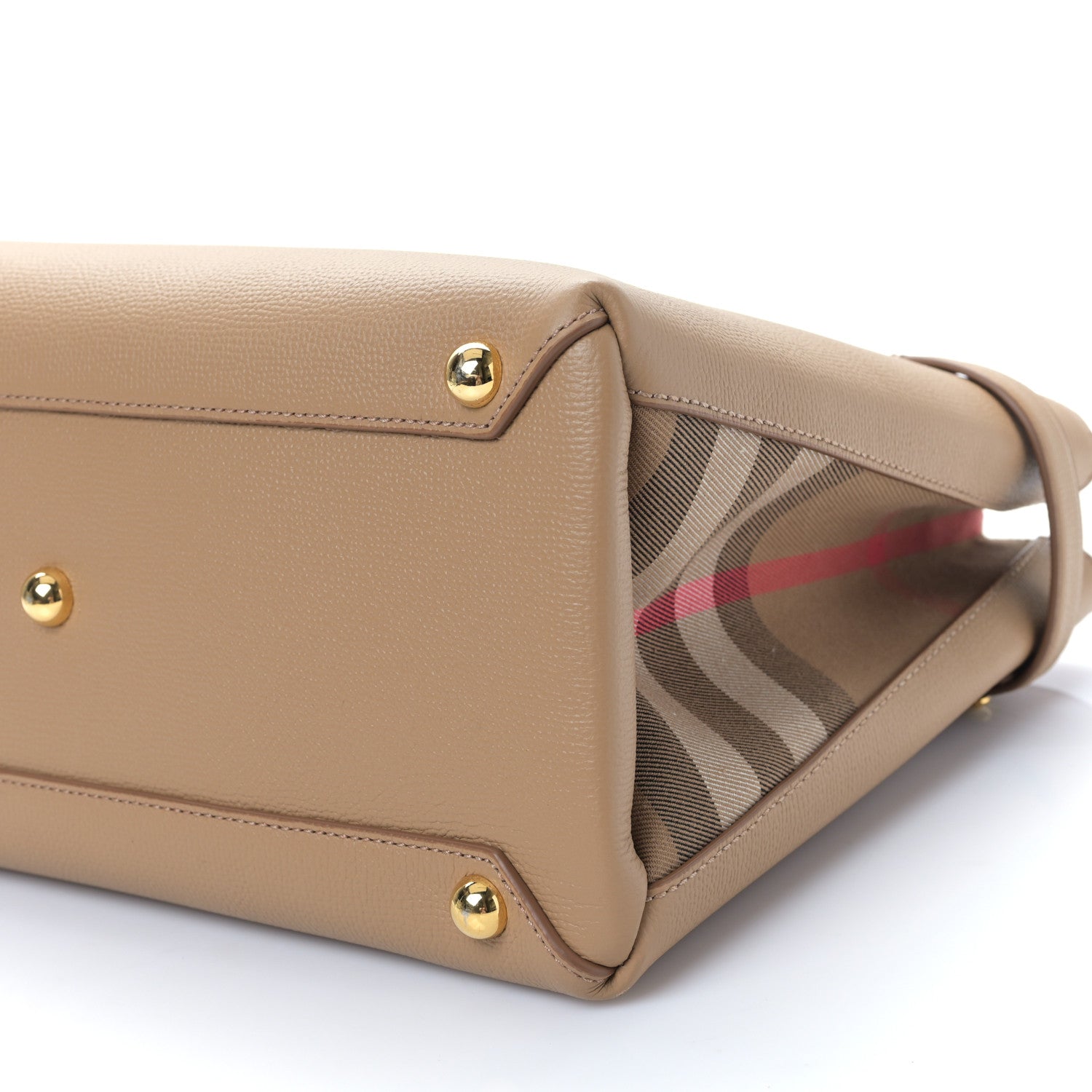 Burberry Grainy Calfskin House Check Small Banner Tote Tan 10 of 10