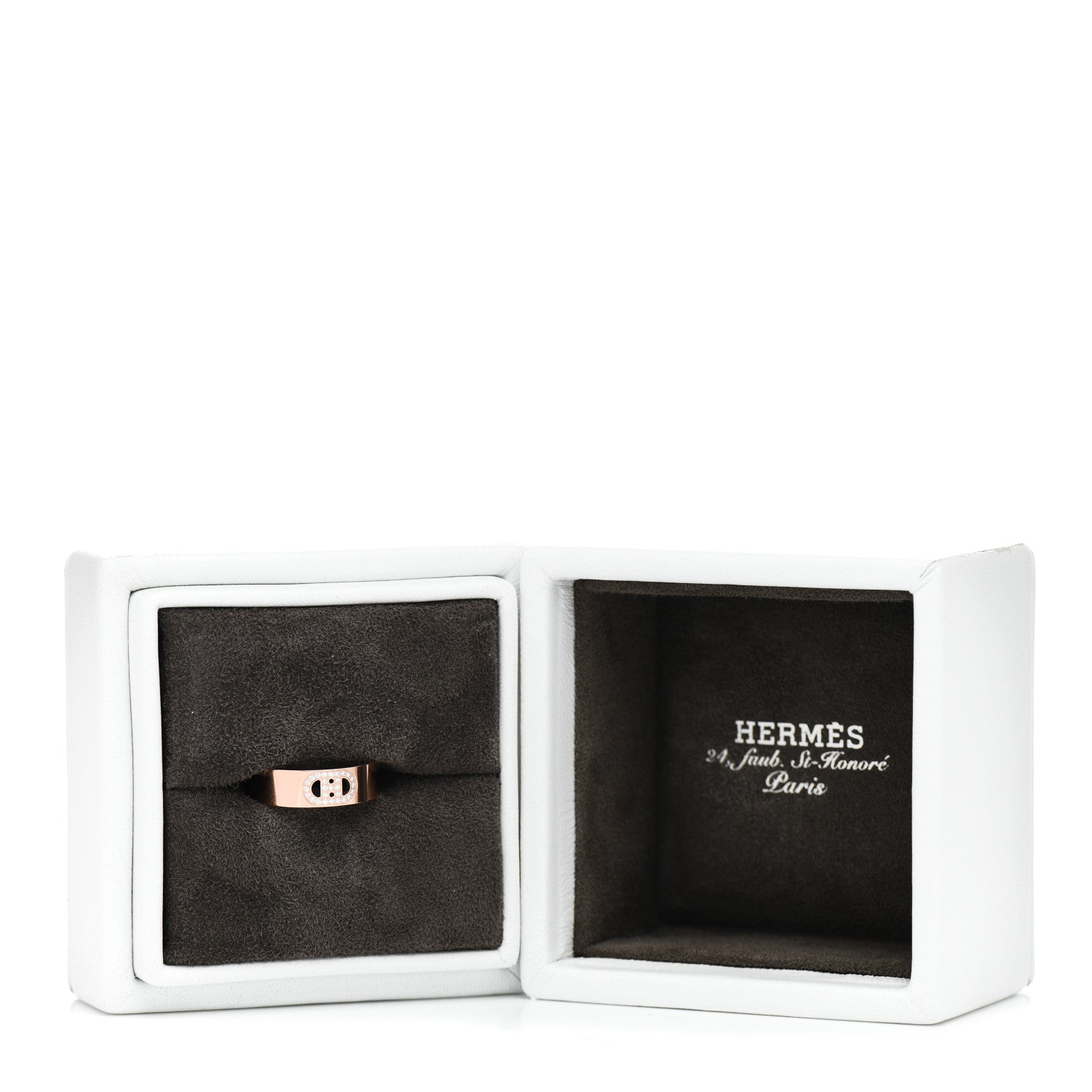 Hermes 18K Rose Gold Diamond PM H D'Ancre Ring 53 6.25 5 of 5