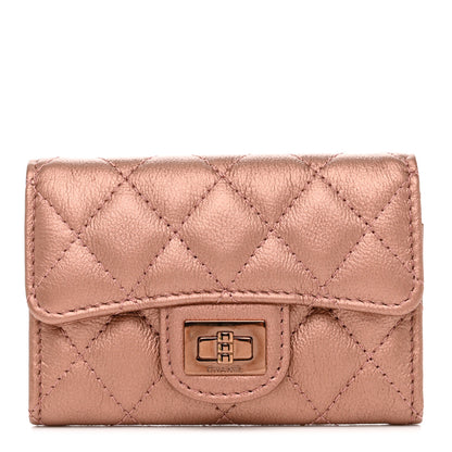 Chanel Metallic Calfskin Quilted Reissue Flap Card Holder Copper Pink 2 of 18