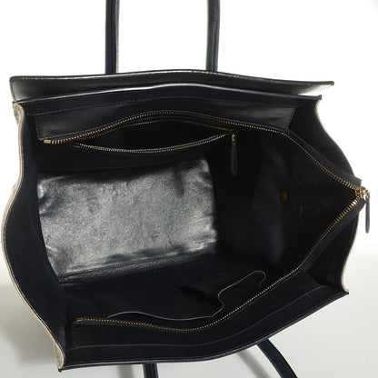 Celine Smooth Calfskin Linen Mini Tri-Color Luggage Black Khaki Navy 12 of 14