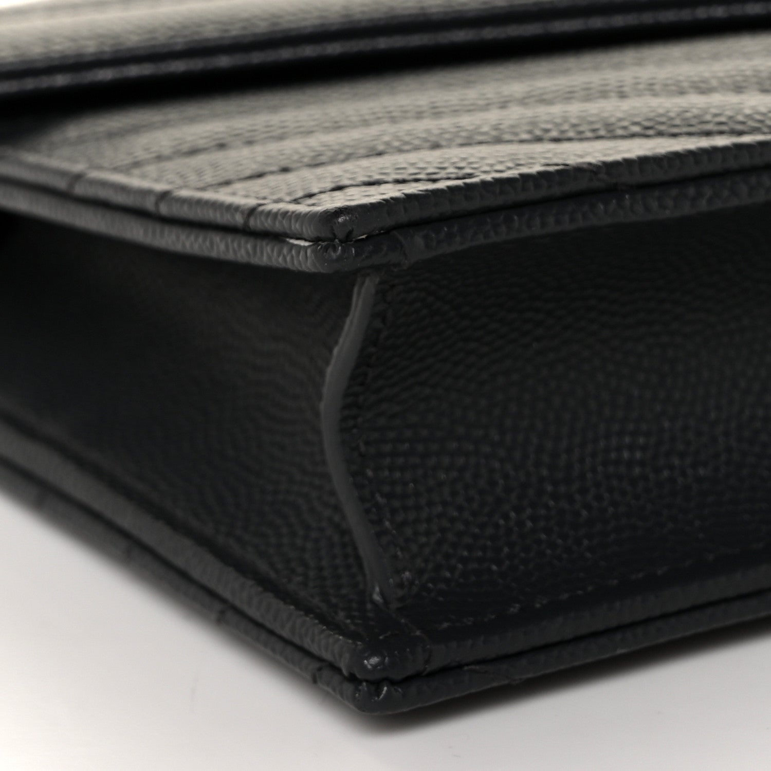 Saint Laurent Grain De Poudre Matelasse Chevron Monogram Envelope Chain Wallet Dark Smog 6 of 7