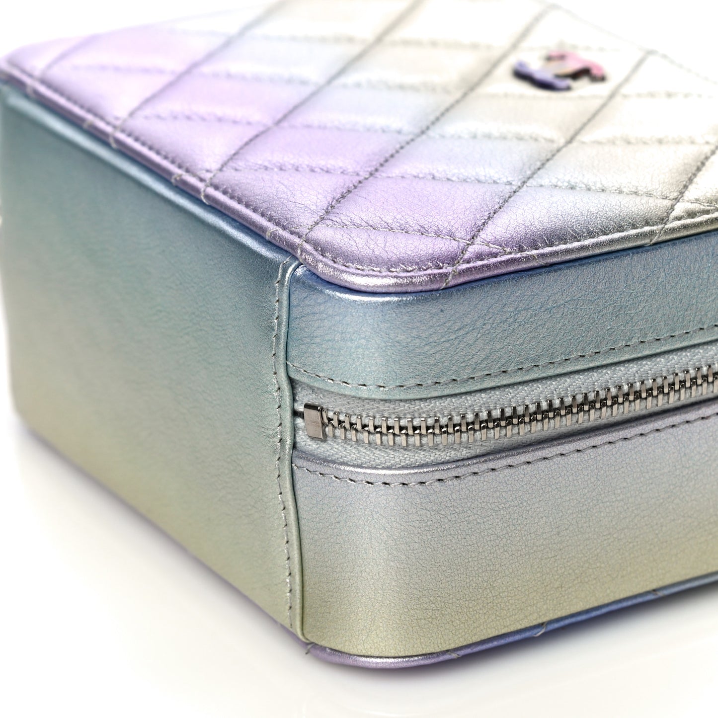 Metallic Gradient Calfskin Quilted Camera Case Blue Yellow Purple