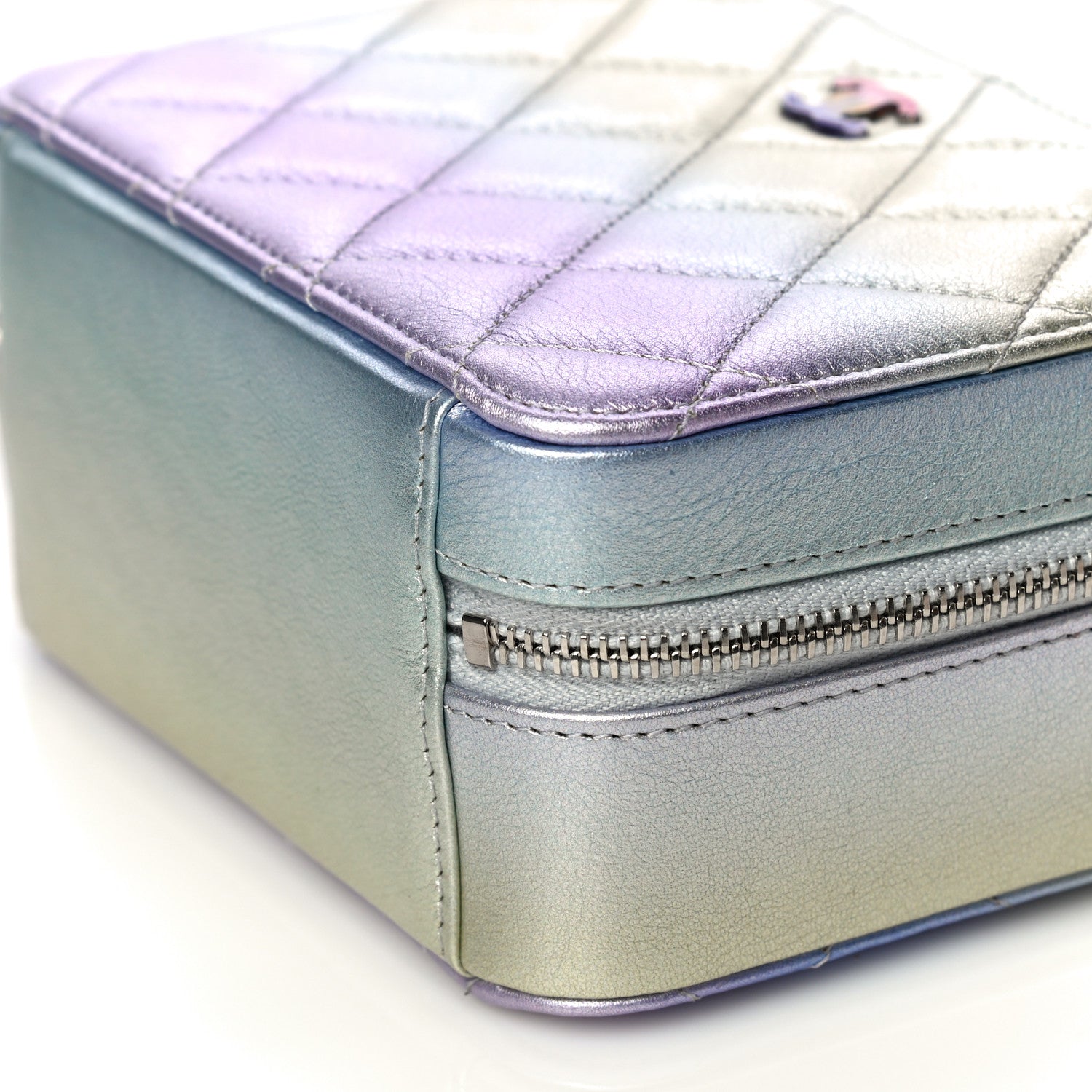 Chanel Metallic Gradient Calfskin Quilted Camera Case Blue Yellow Purple 11 of 15
