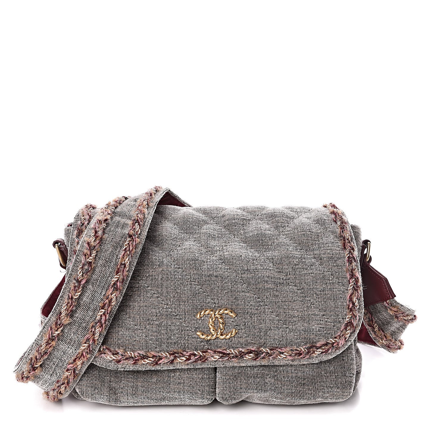Wool Velvet Quilted Parisian Stroll Messenger Grey
