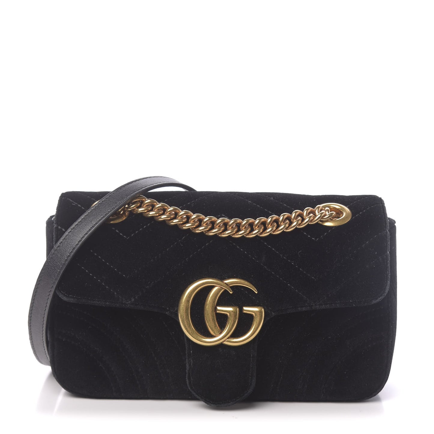 Velvet Matelasse Mini GG Marmont Shoulder Bag Black