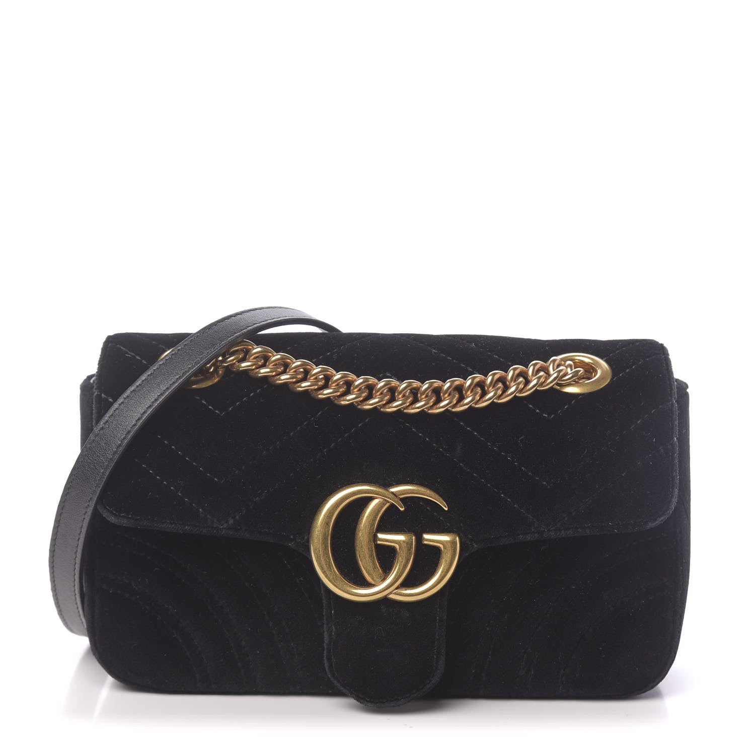 Gucci Velvet Matelasse Mini GG Marmont Shoulder Bag Black 1 of 10