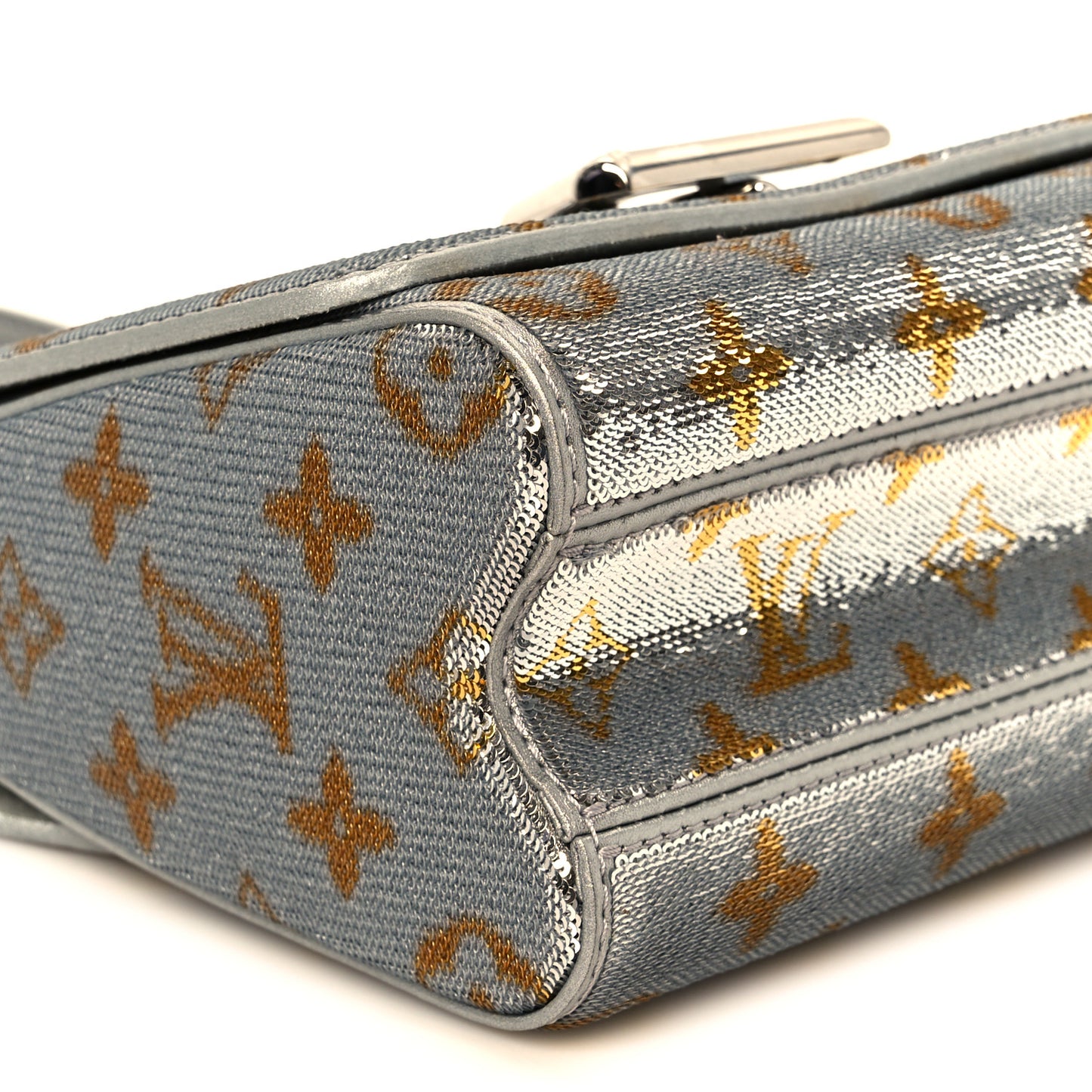 Sequins Monogram Twist Shoulder Bag PM Gold Silver