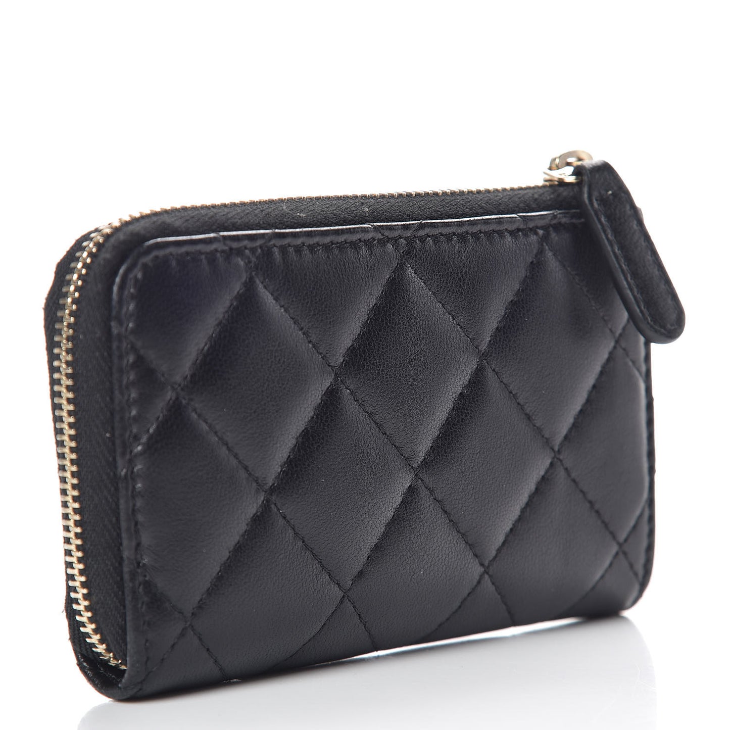 Lambskin Quilted Key Holder Case Black