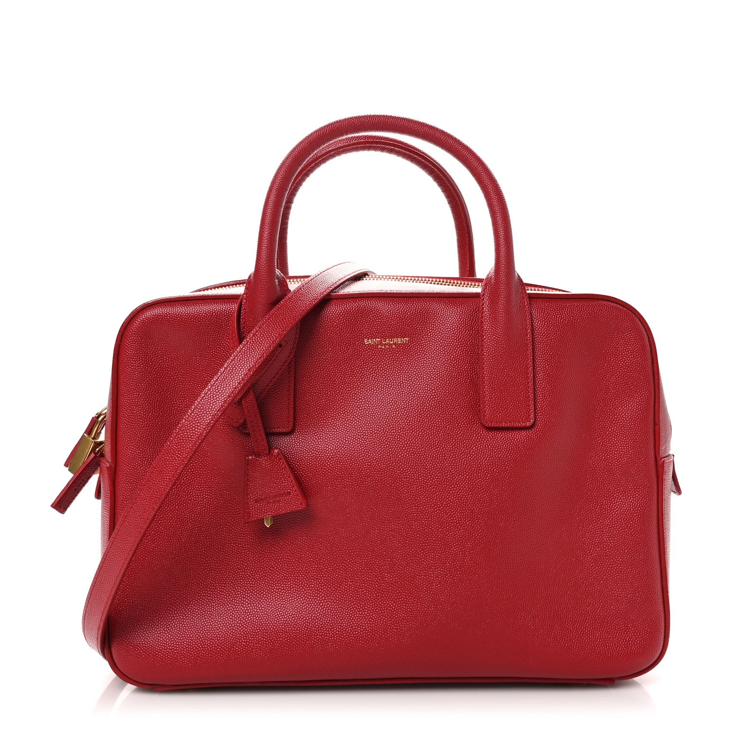 Saint Laurent Grain de Poudre Small Museum Briefcase Red 1 of 10
