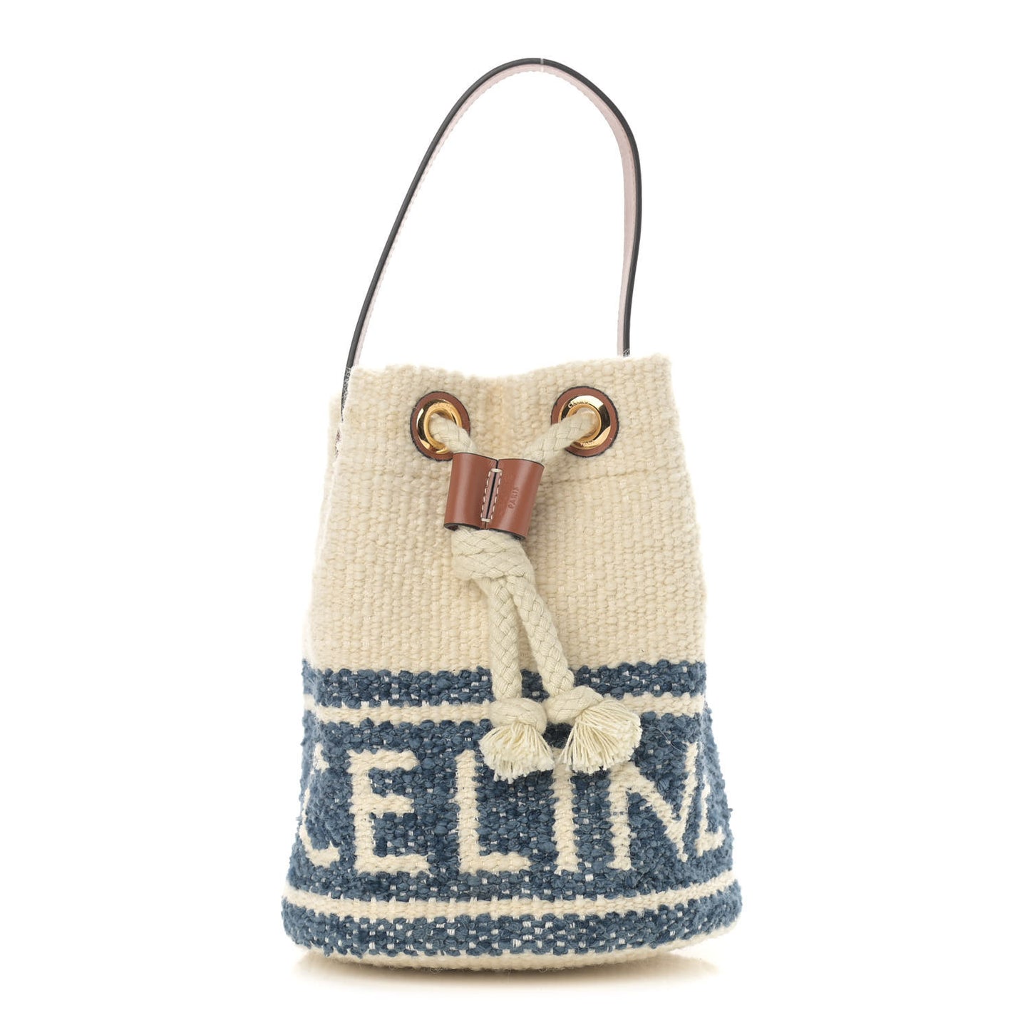 Plein Soleil Textile Calfskin Small Teen Drawstring Bag Cream