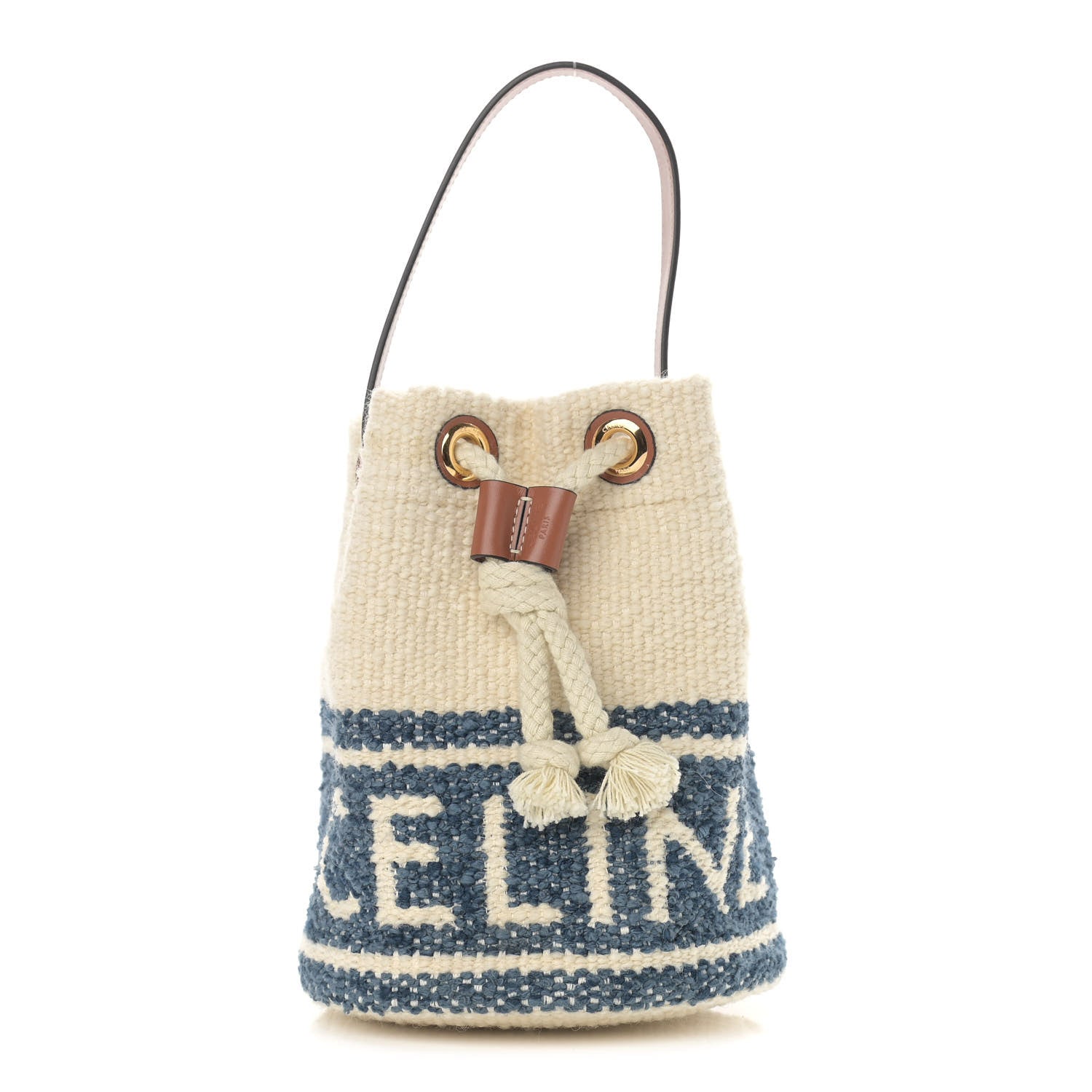 Celine Plein Soleil Textile Calfskin Small Teen Drawstring Bag Cream 1 of 10