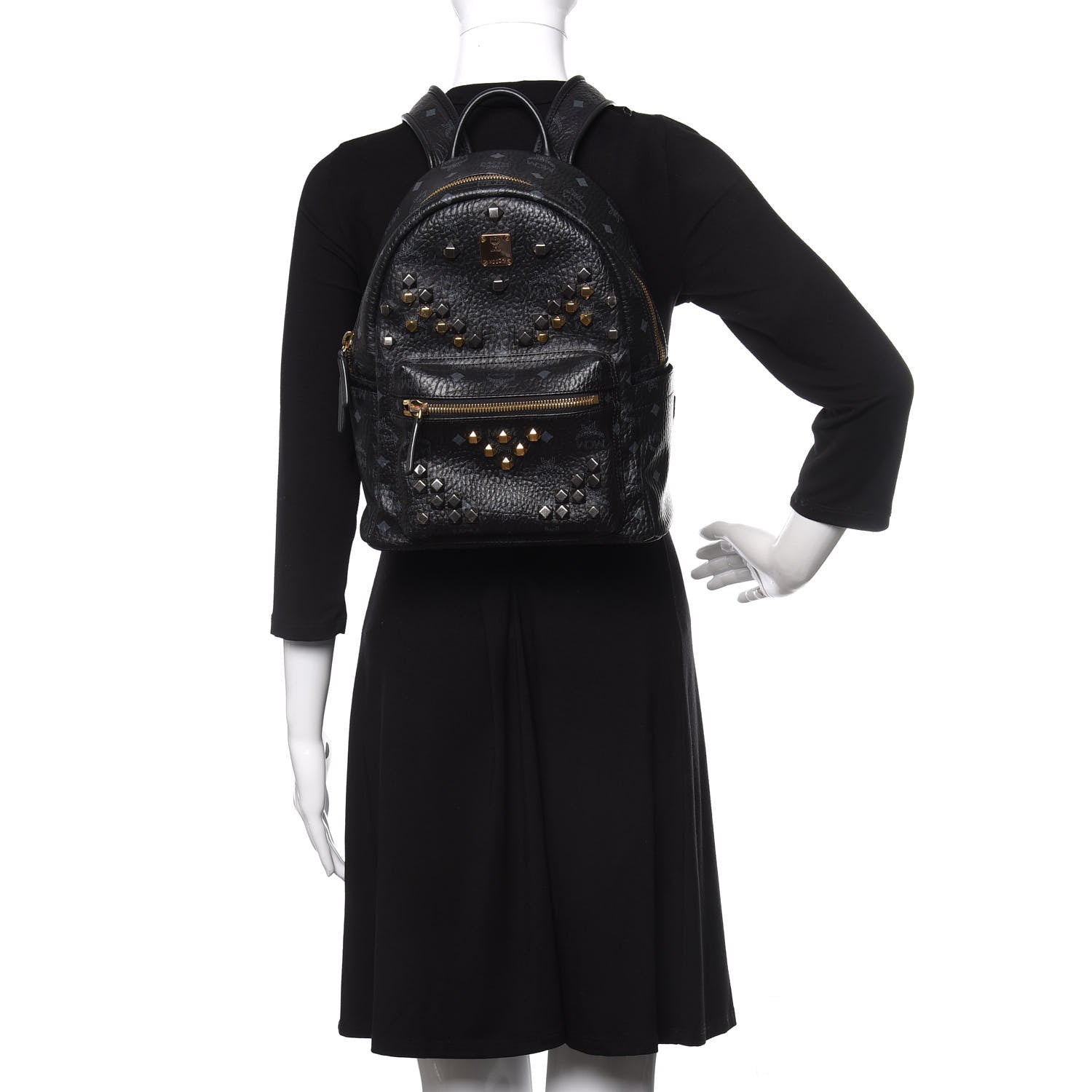 MCM Visetos Studded Small Stark M Backpack Black 2 of 9