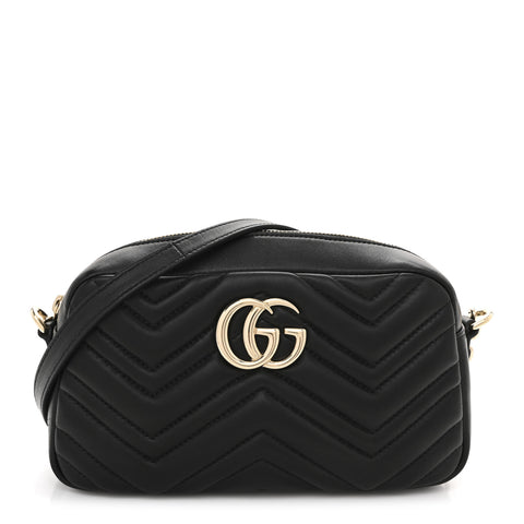 Calfskin Matelasse Small GG Marmont Camera Bag Black