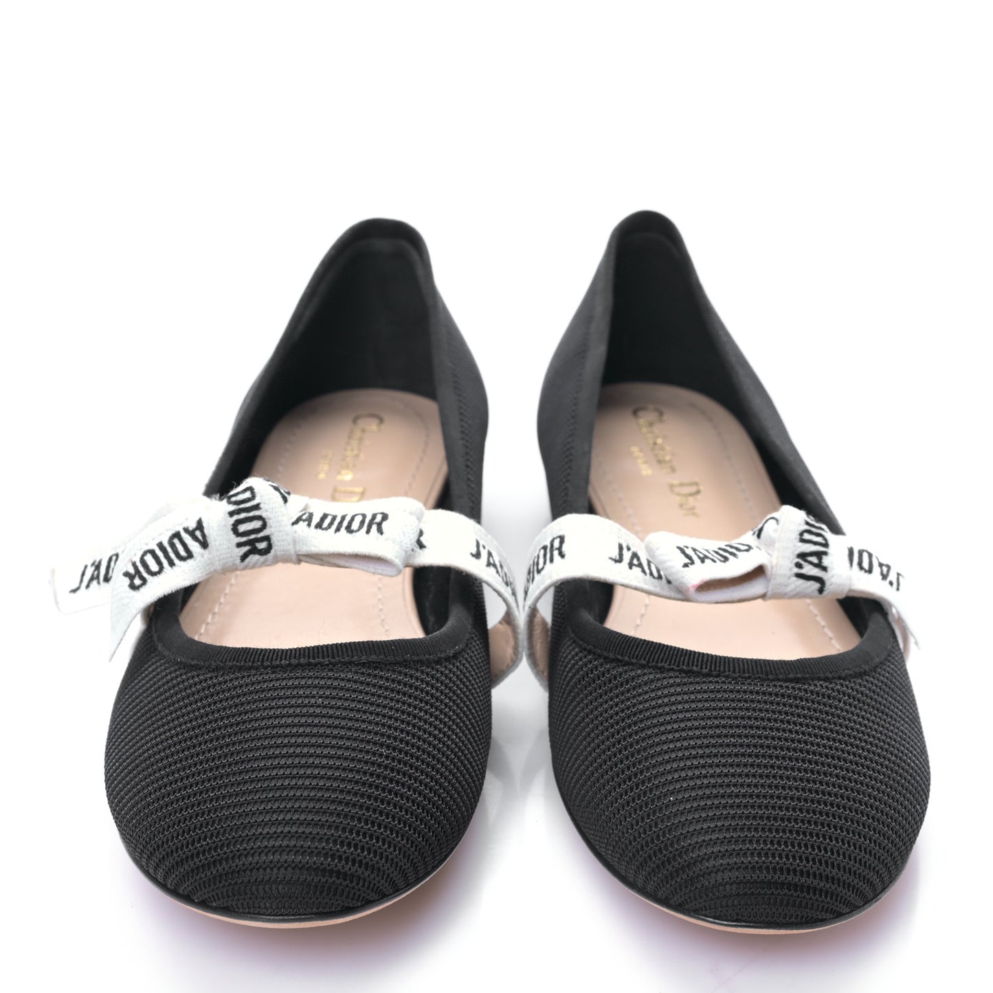Fabric Ribbon Embroidered J'Adior Ballet Flats 40 Black
