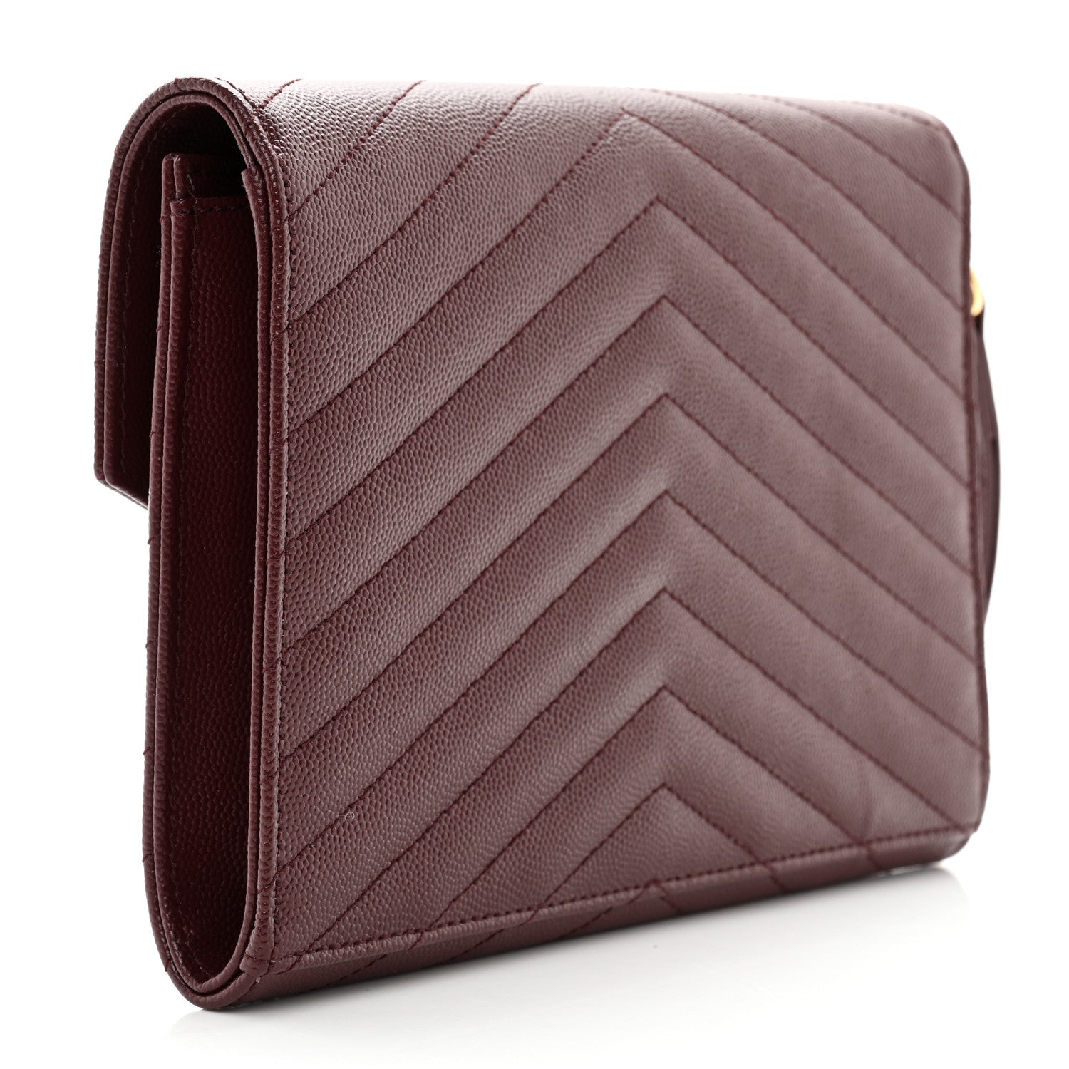 Saint Laurent Grain De Poudre Matelasse Chevron Monogram Envelope Clutch Rouge Legion 3 of 8