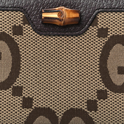 Gucci Monogram Jumbo GG Textured Dollar Calfskin Diana Zip Around Continental Wallet Camel Ebony New Acero 8 of 9