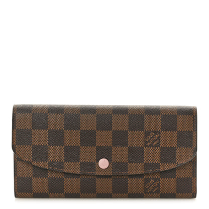 Louis Vuitton Damier Ebene Emilie Wallet Rose Ballerine 1 of 7
