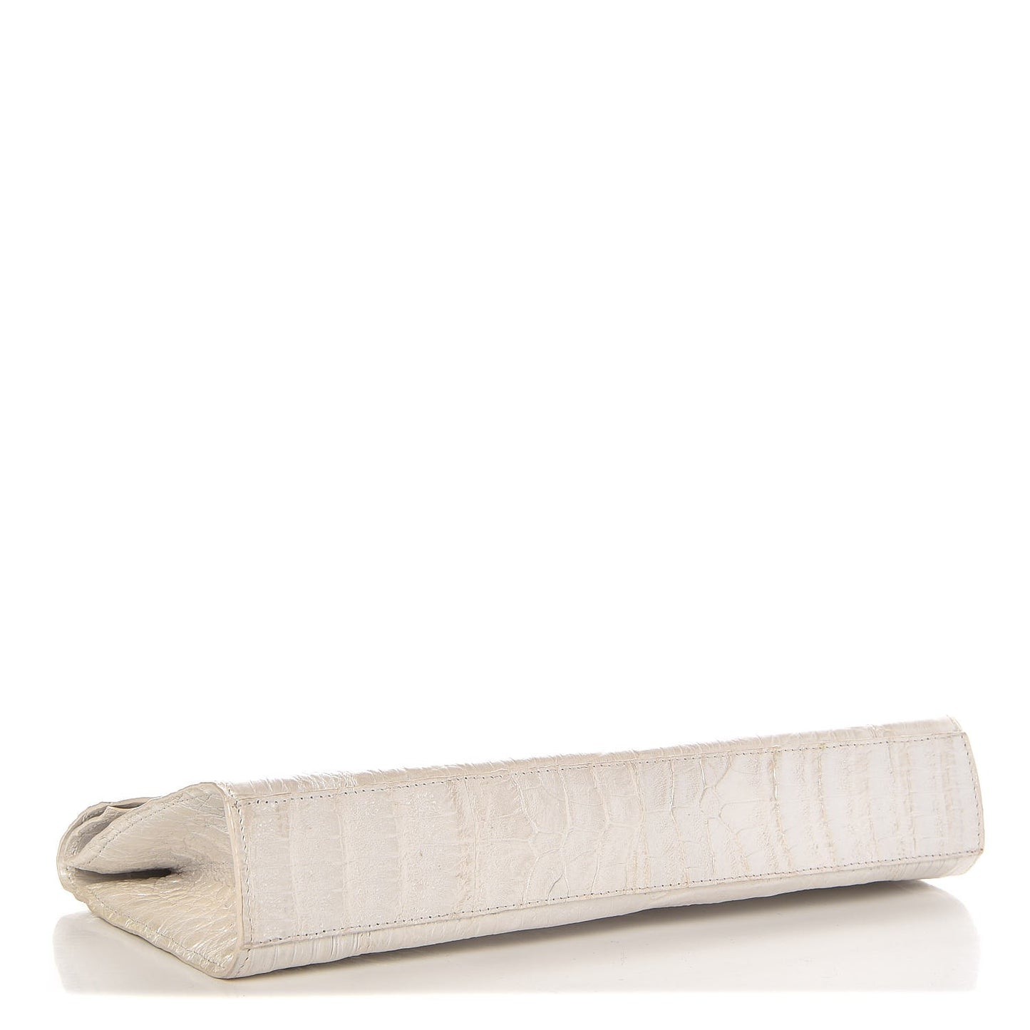 Crocodile Foldover Clutch White